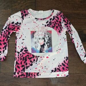 Kids Pink and White Graphic Long Sleeve Shirt